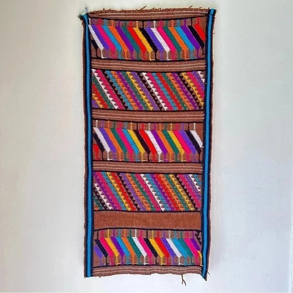 Handmade woven embroidered huipil Guatemala weaving 21.5”x45”